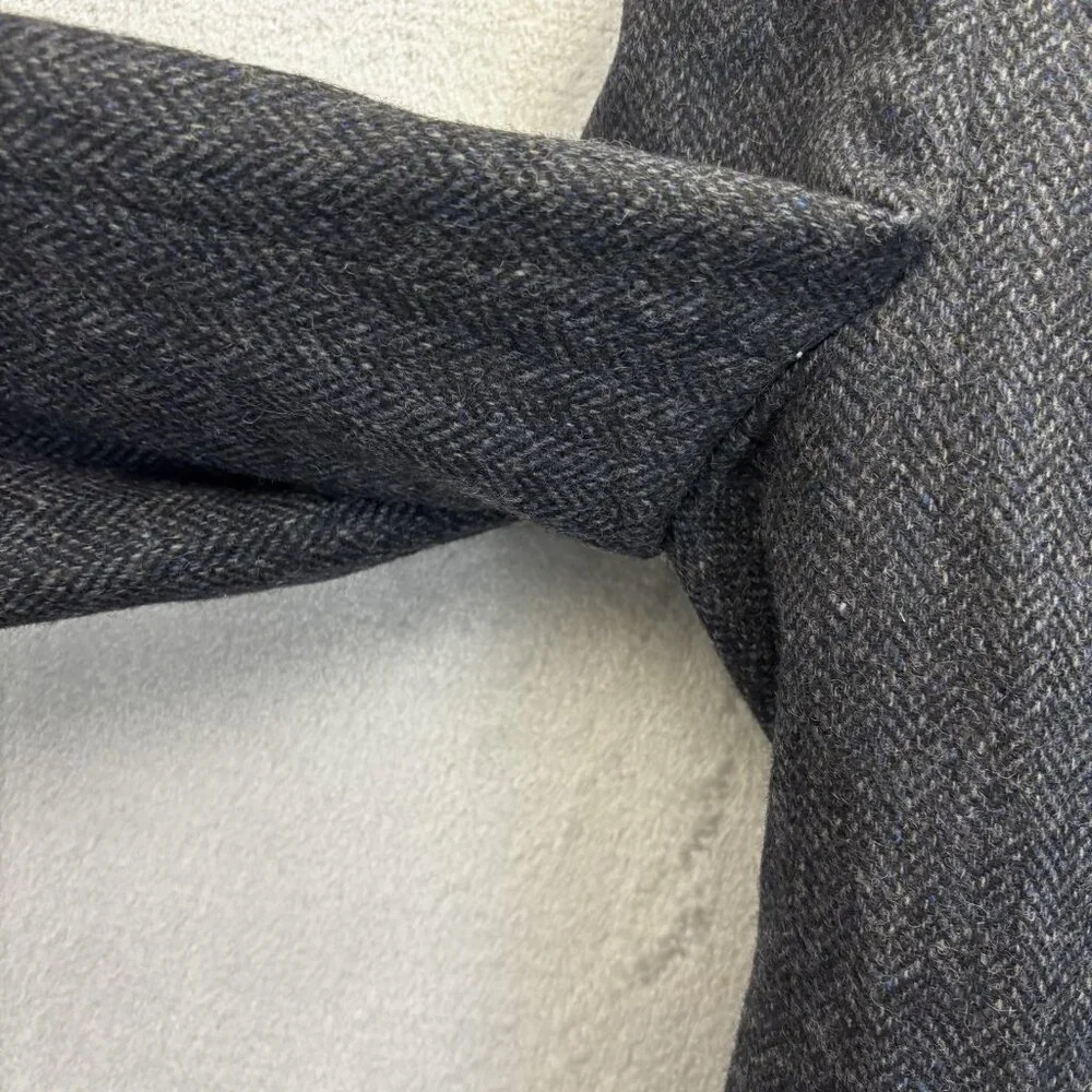 Vintage 100% Shetland Wool Tweed Blazer Jacket Mens 42L‎ Gray Blue Herringbone